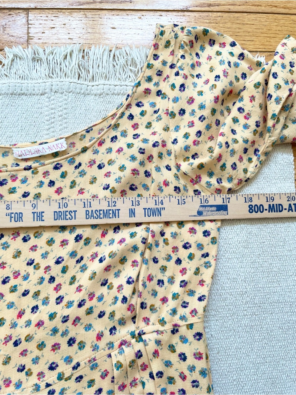 Vintage Marrika Nakk Yellow Colorful Floral Dress Sz S Western Prarie Cowgirl - Picture 4 of 5